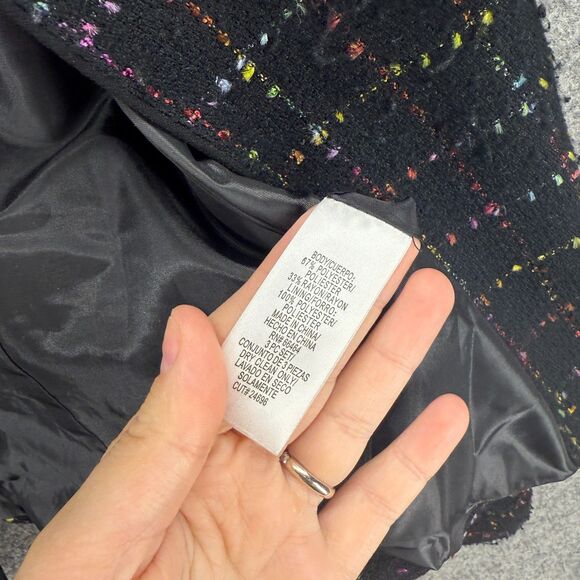 Studio I Blazer Women 12P Petite Black Plaid Open Front Long Sleeve Lined Casual - Picture 4 of 7